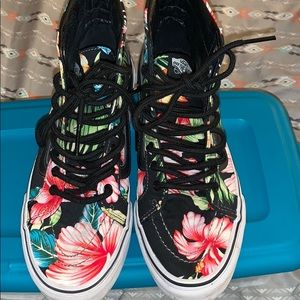 Floral high top vans